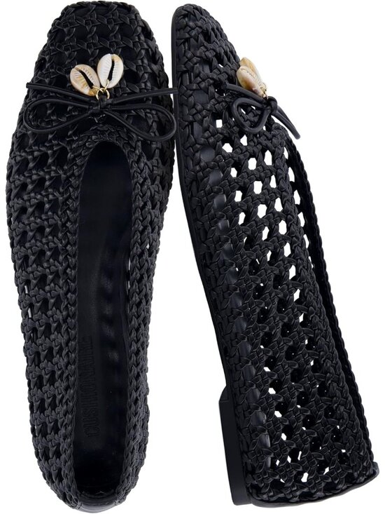 Shoes - Women's Black Faux Leather Witty Hand Woven Ballet Comfortable Pointed Toe Flats